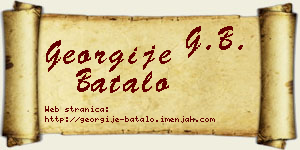 Georgije Batalo vizit kartica